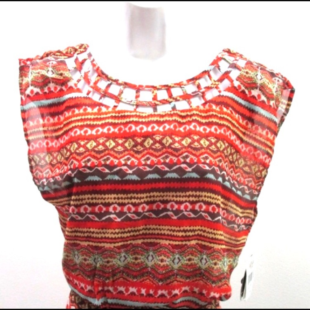 Women’s Size Med multi color cage neck dress  NWT - Picture 6 of 7